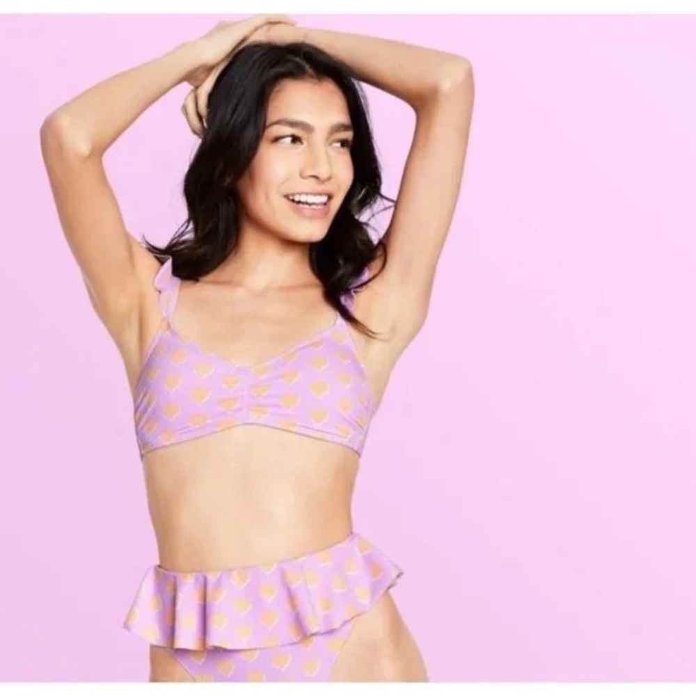 Stoney Clover Lane x Target Flutter Strap Heart Print Bralette Bikini size small